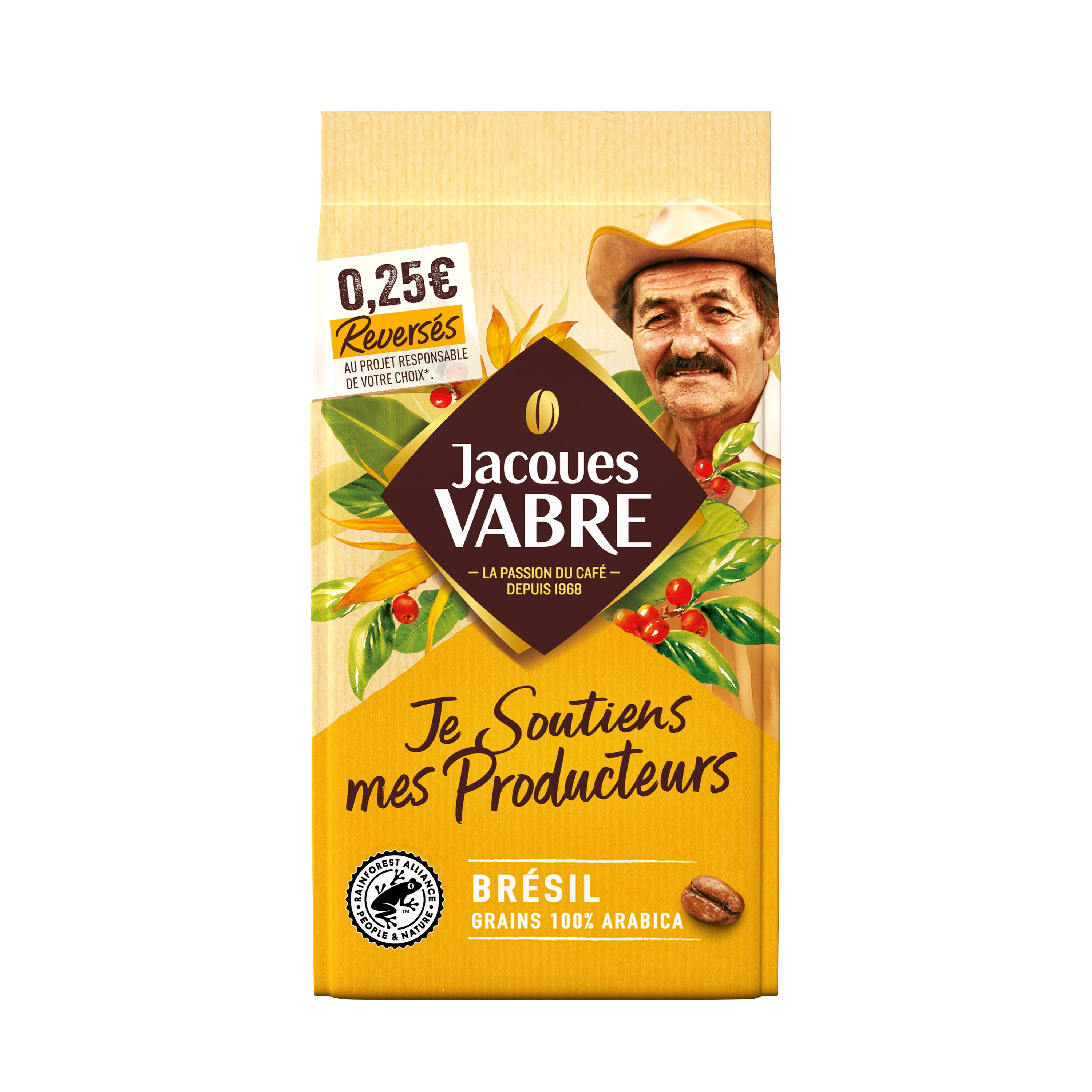 Coffee Beans from Brazil 100% Arabica; 400g - JACQUES VABRE