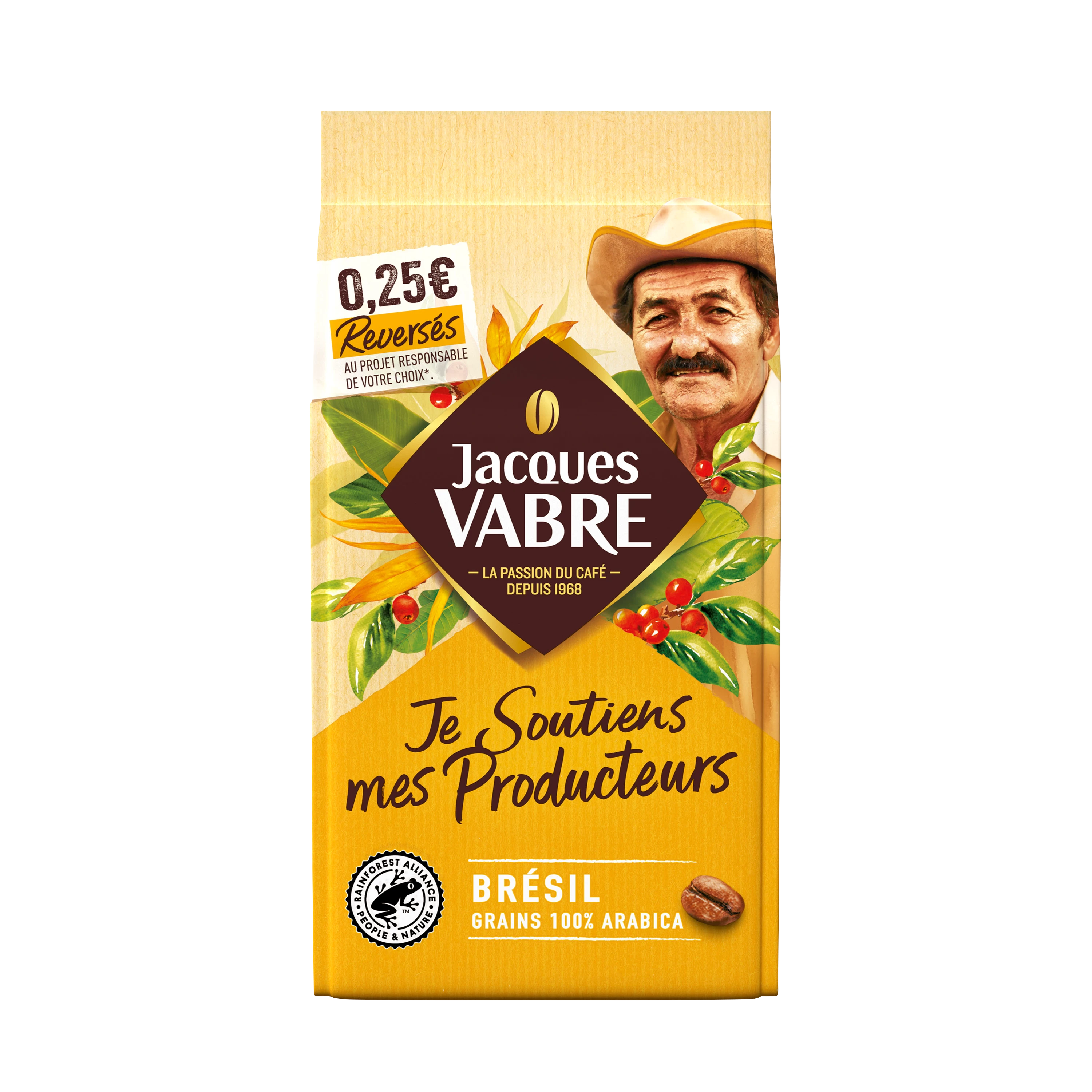 Café Grains du Brésil 100% Arabica; 400g - JACQUES VABRE