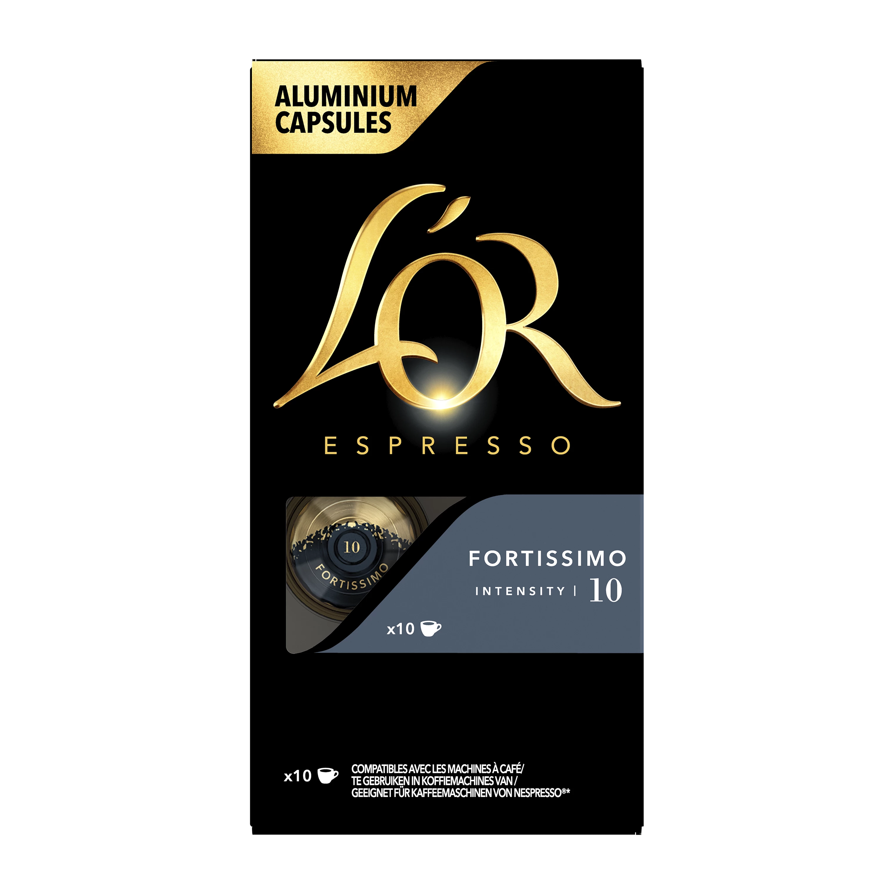 Cápsulas de café expreso Fortissimo; x10; 52g - L'OR