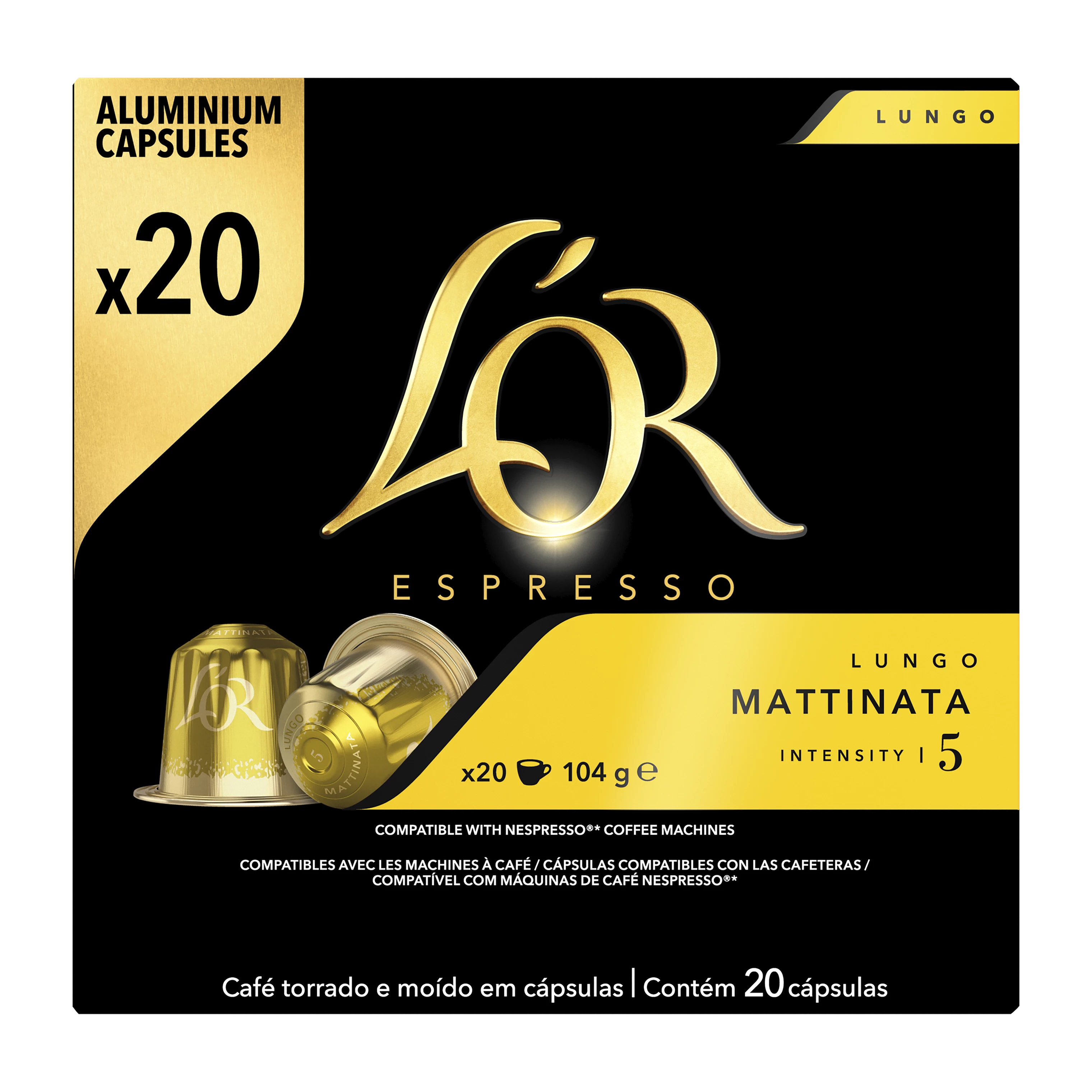 Capsules Café Lungo Mattinata Compatible Nespresso x20; 104g - L'OR