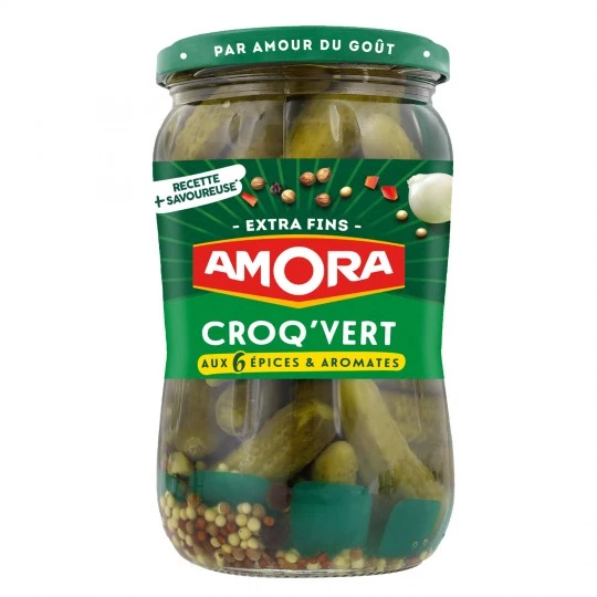 Cornichons 5 Épices & Aromates Axtra Fins, 205g - AMORA