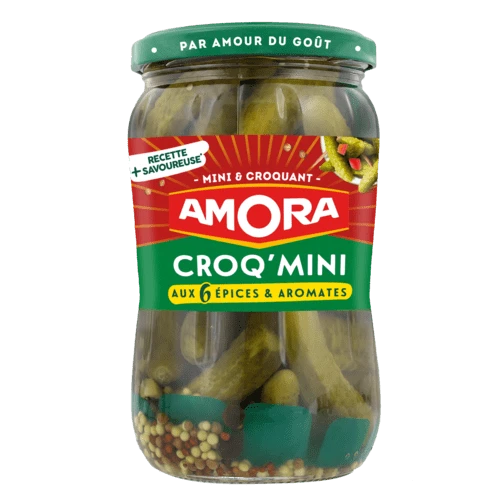 Огурцы Croq'mini с 6 специями, 205г - AMORA