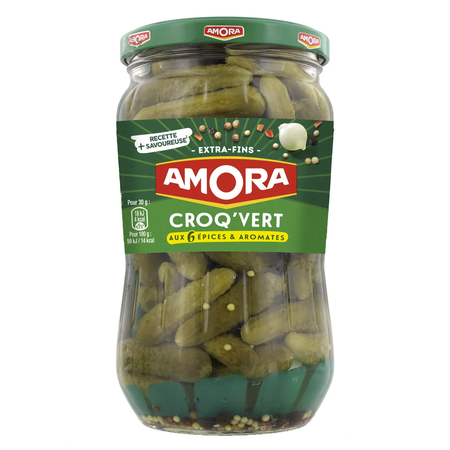 Cornichons 5 Épices & Aromates Extra Fins, 540g - AMORA