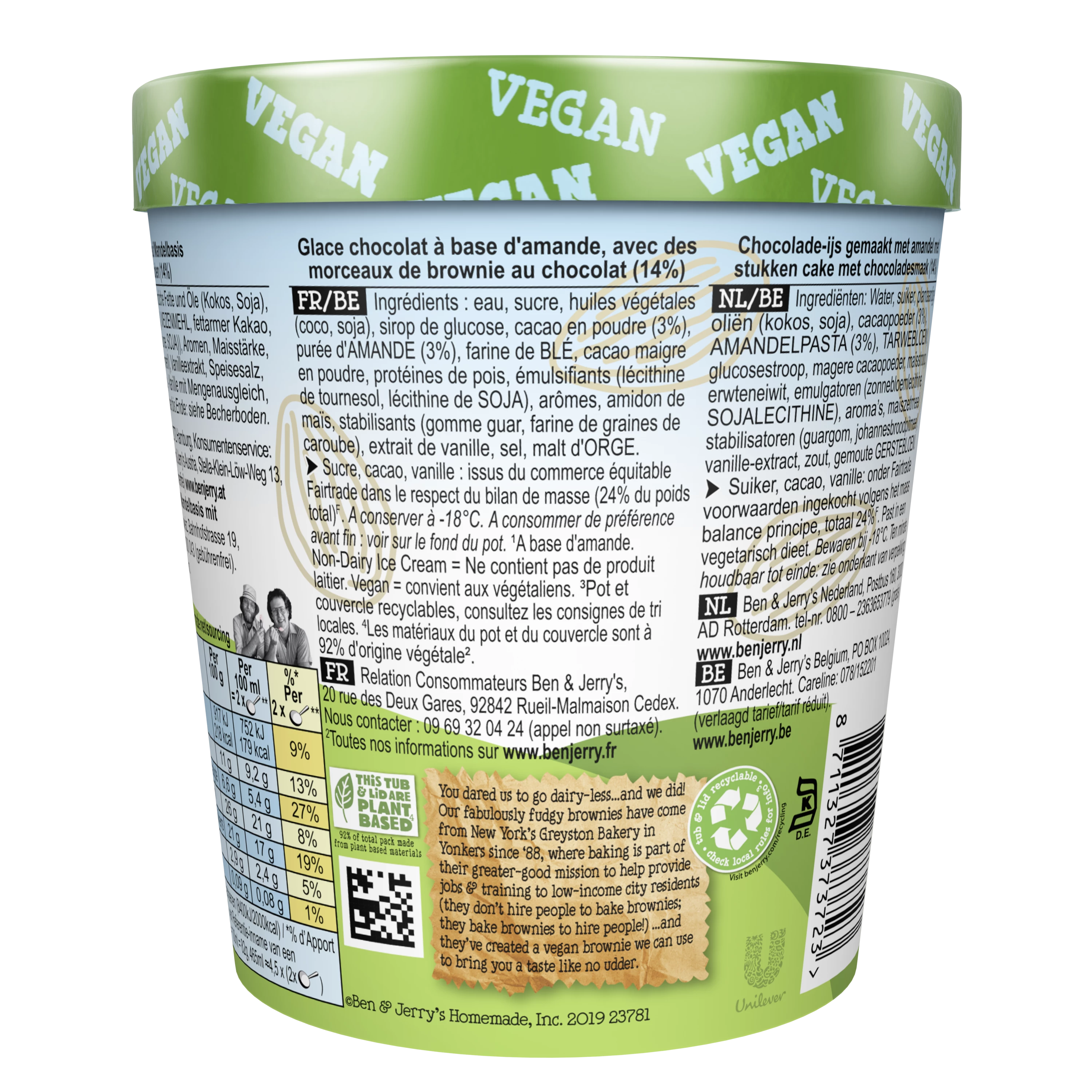 Fudge de chocolate vegano B&J 382g