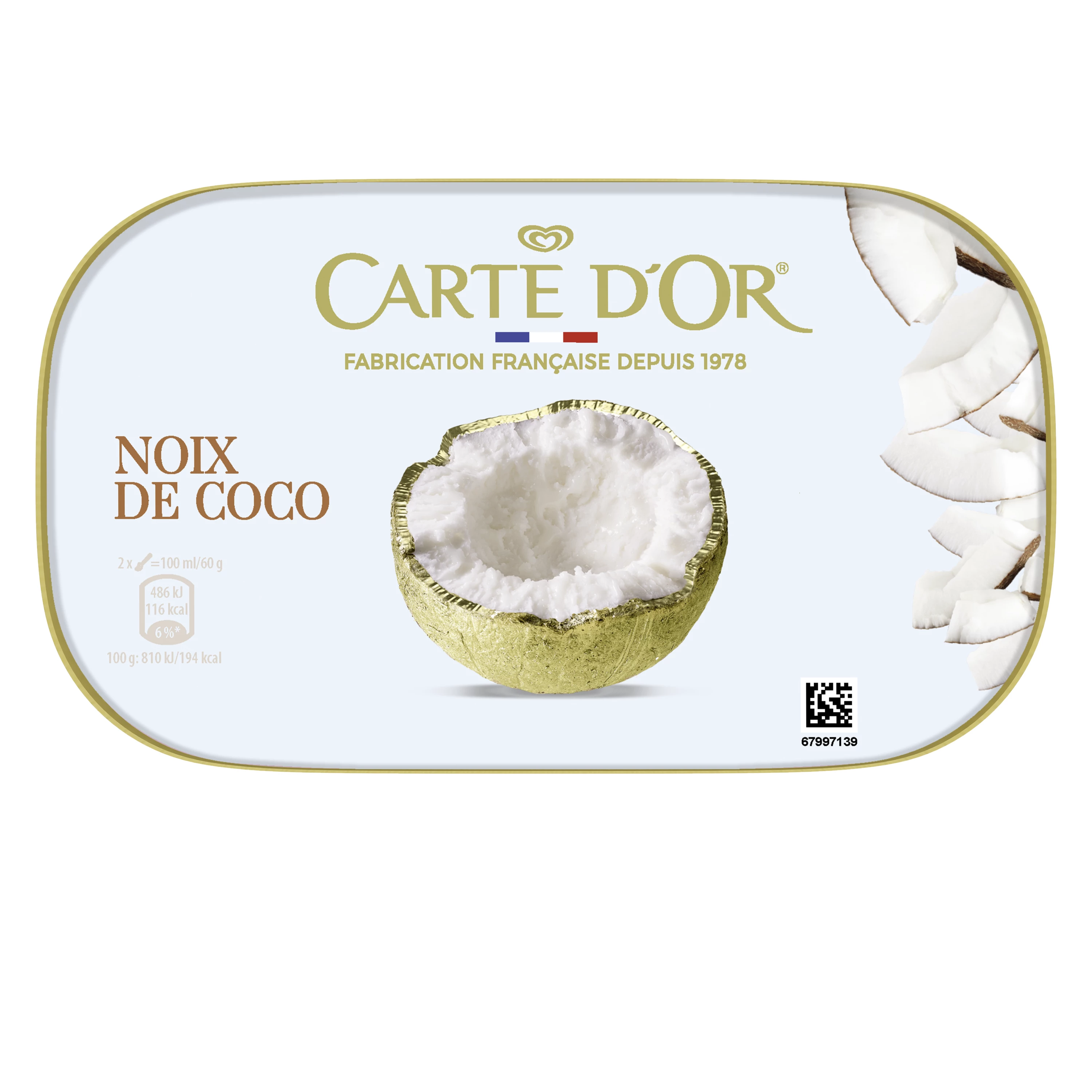 Glace noix de coco 544g - CARTE D'OR