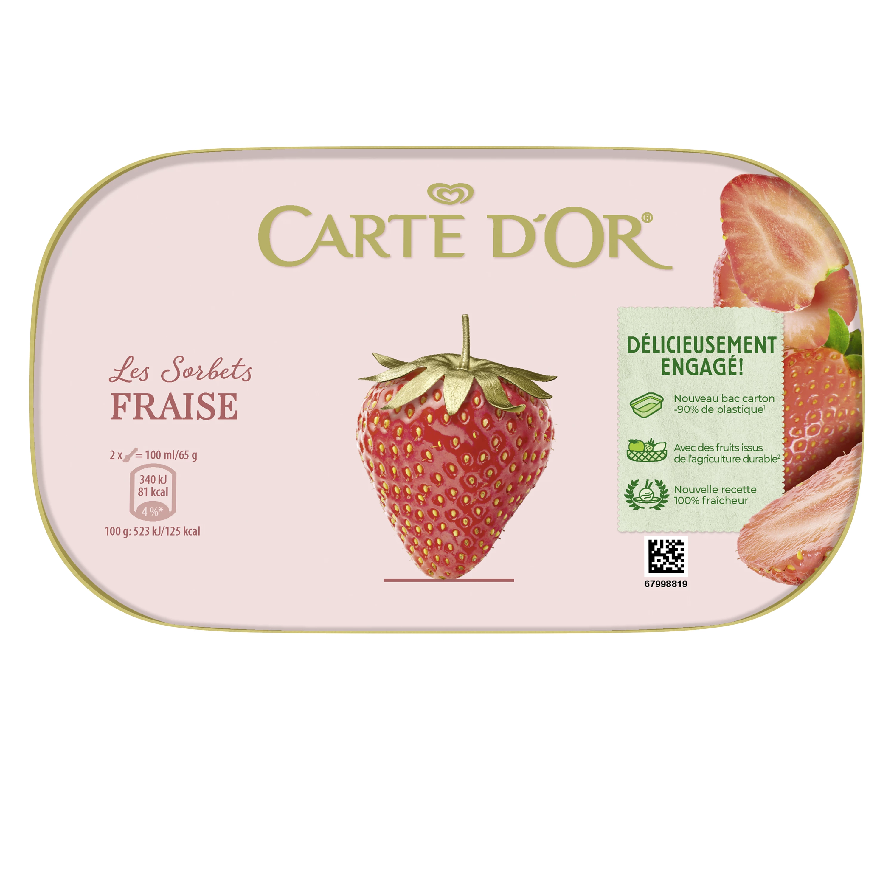 Gelato sorbetto alla fragola 585g - CARTE D'OR