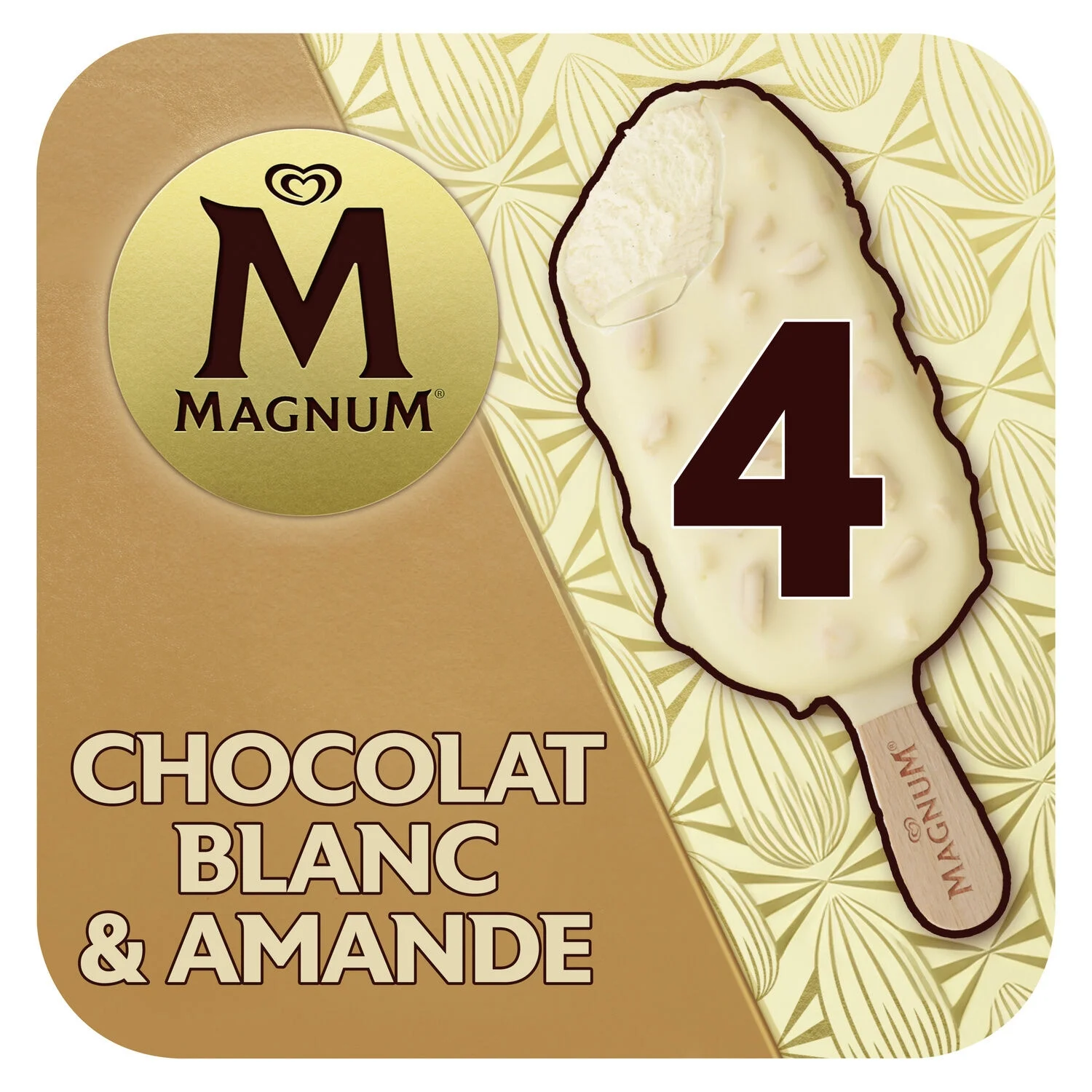 Палочка для мороженого с белым шоколадом и миндалем X4 - Magnum