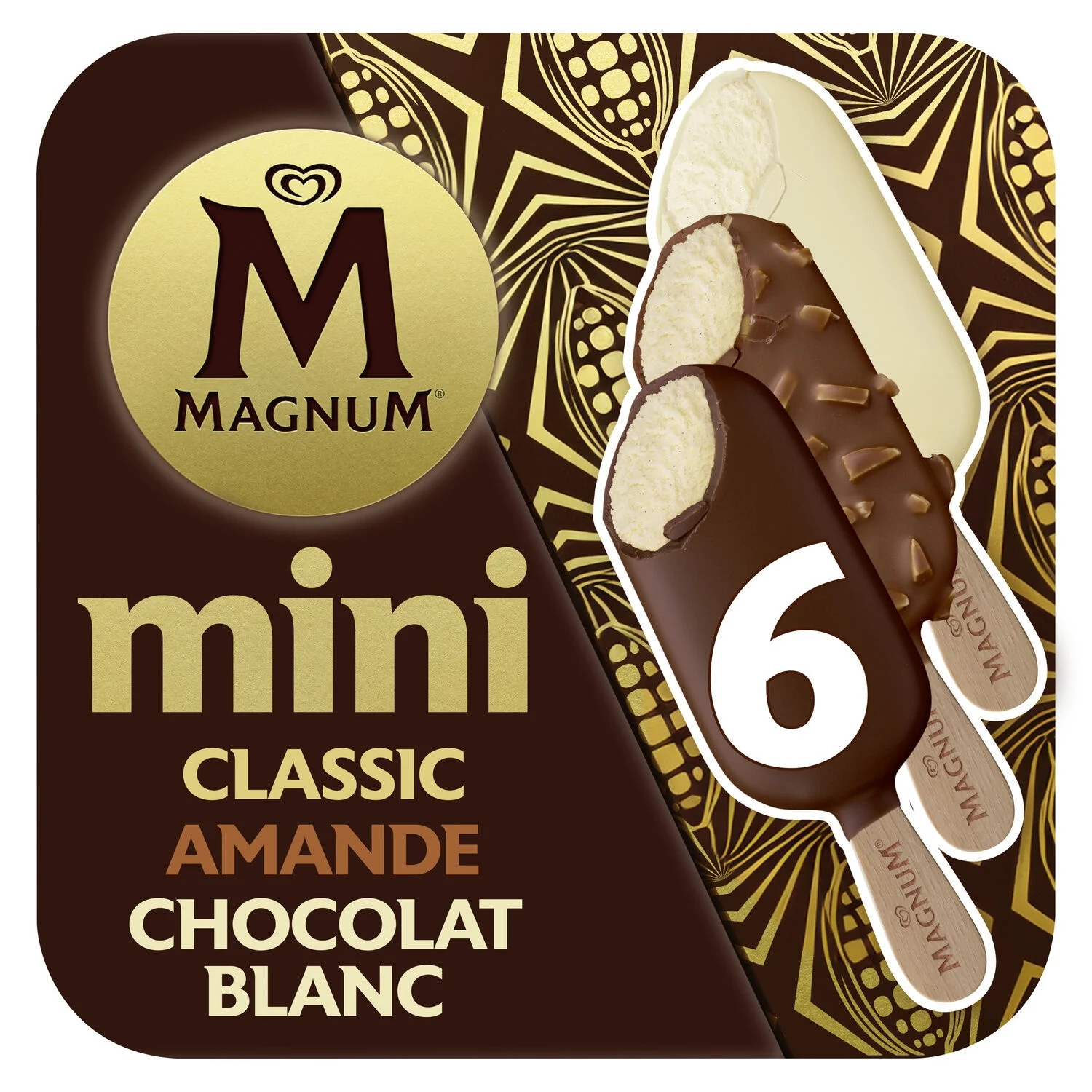 Classic Mini Stick Ice Cream, Almond & White Chocolate X6 -magnum