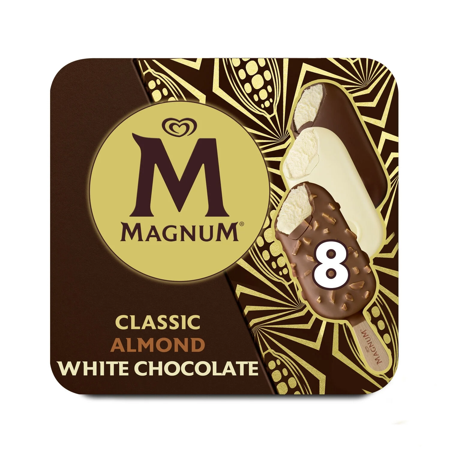 Glace Bâtonnet Classic, Amande Et Chocolat Blanc X8 - Magnum