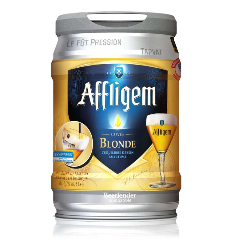 Cerveza de abadía Cuvée Blonde, barril de 5 litros - AFFLIGEM