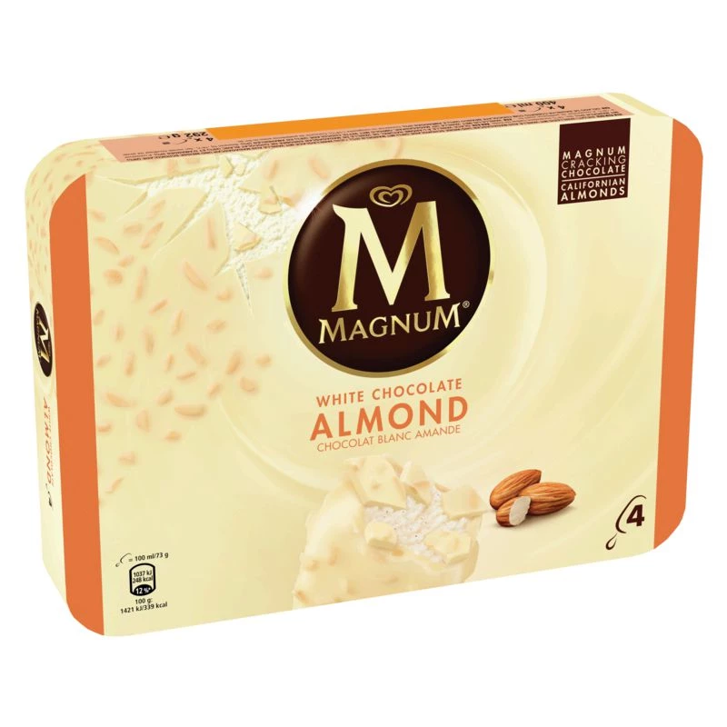白巧克力杏仁冰淇淋 x4 292g - MAGNUM