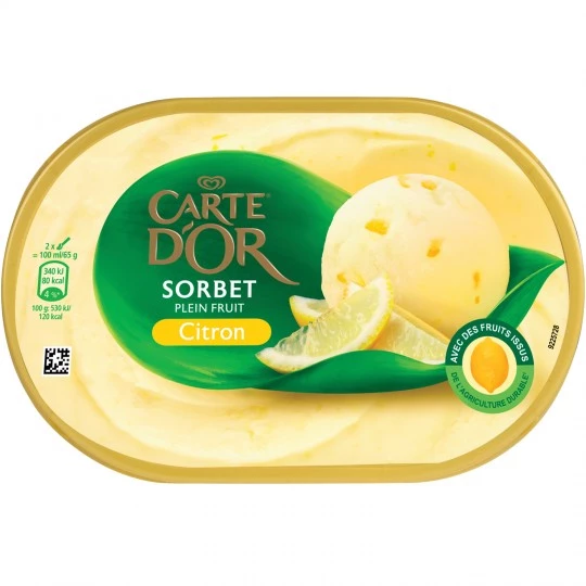 Glace sorbet de citron 650g - CARTE D'OR