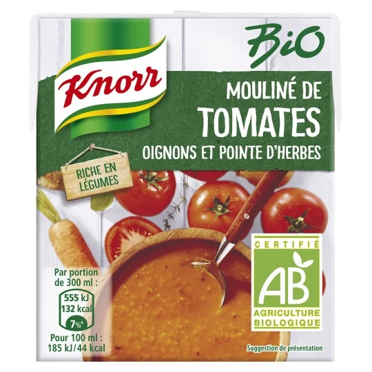 Biologische vloeibare soep, tomaten, uien en vleugjes kruiden, zakjes van 30cl - KNORR