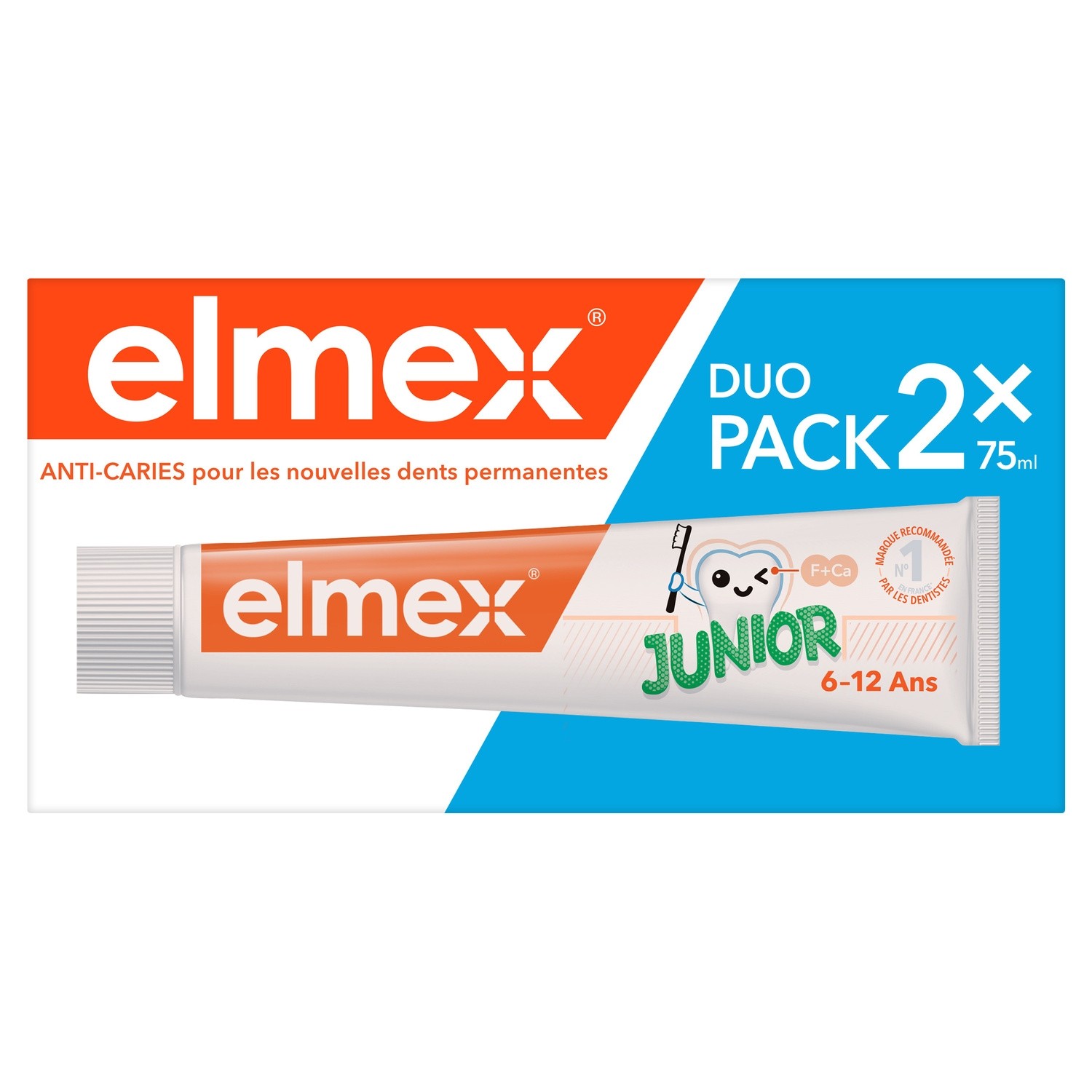 Dentifrice Junior 6-12 ans 75 ml lot de 2 - ELMEX
