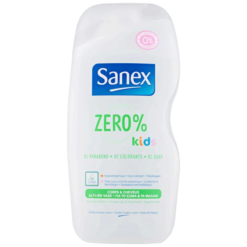 Gel douche zéro% kids corps & cheveux 500ml - SANEX