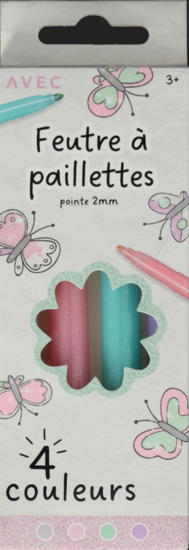 Feutre Glitter Pastelx4