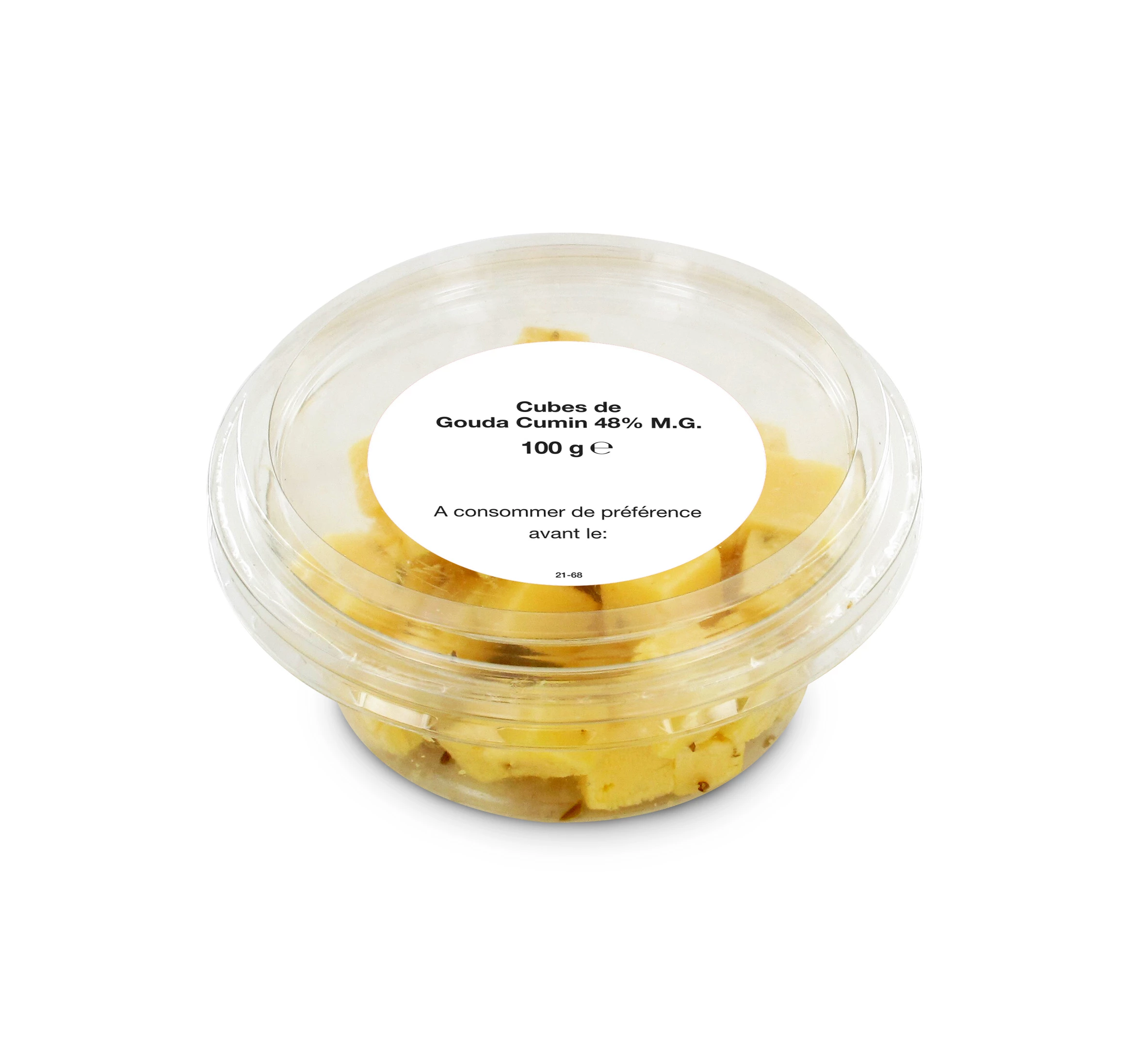 Cubes Gouda Cumin 30% Pot 100g