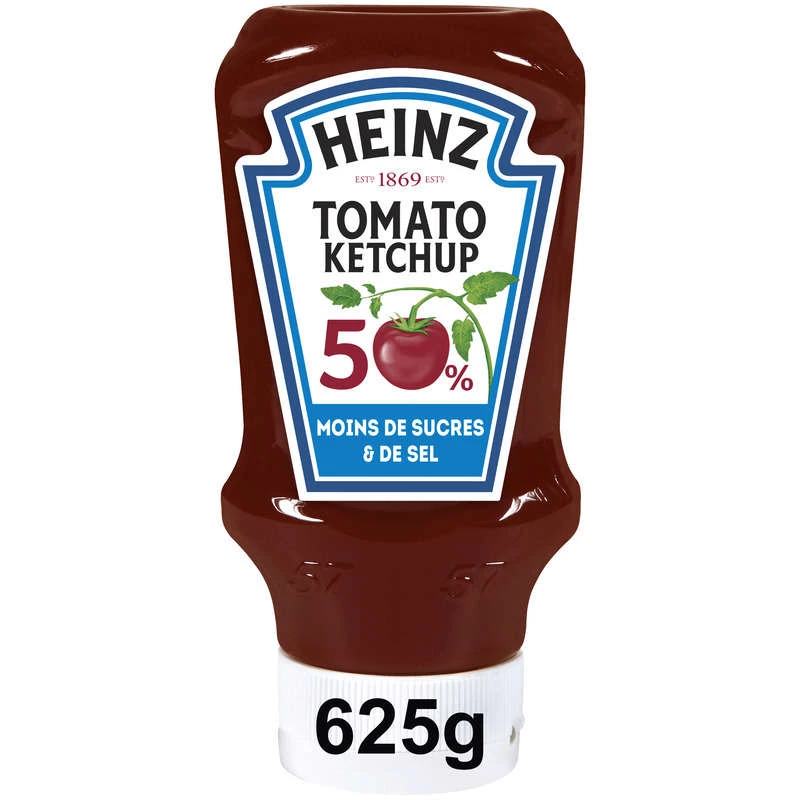 كاتشب طماطم 50% سكر وملح أقل، 625 جرام - HEINZ