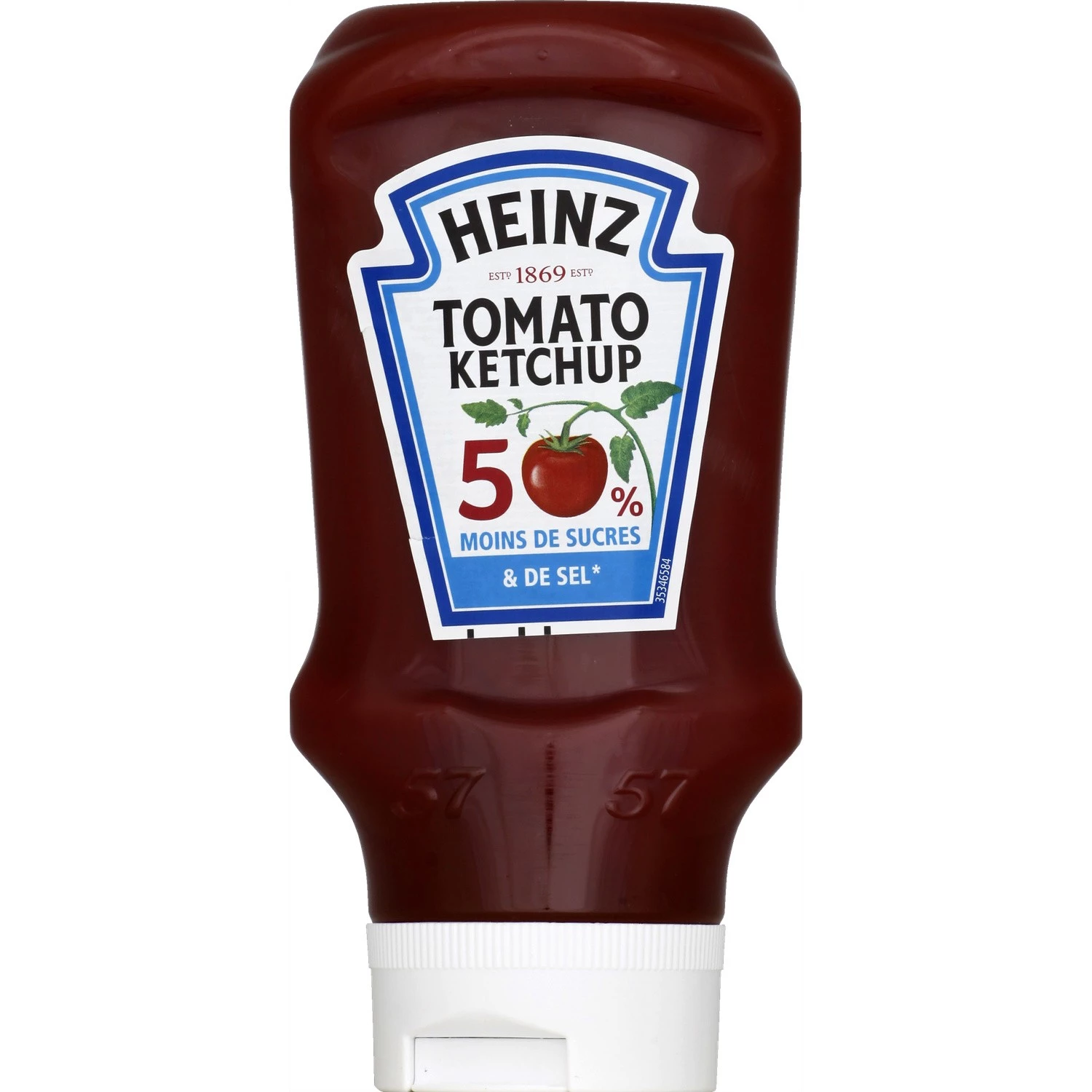 Ketchup de tomate 50% menos azúcar y sal, 435 g - HEINZ