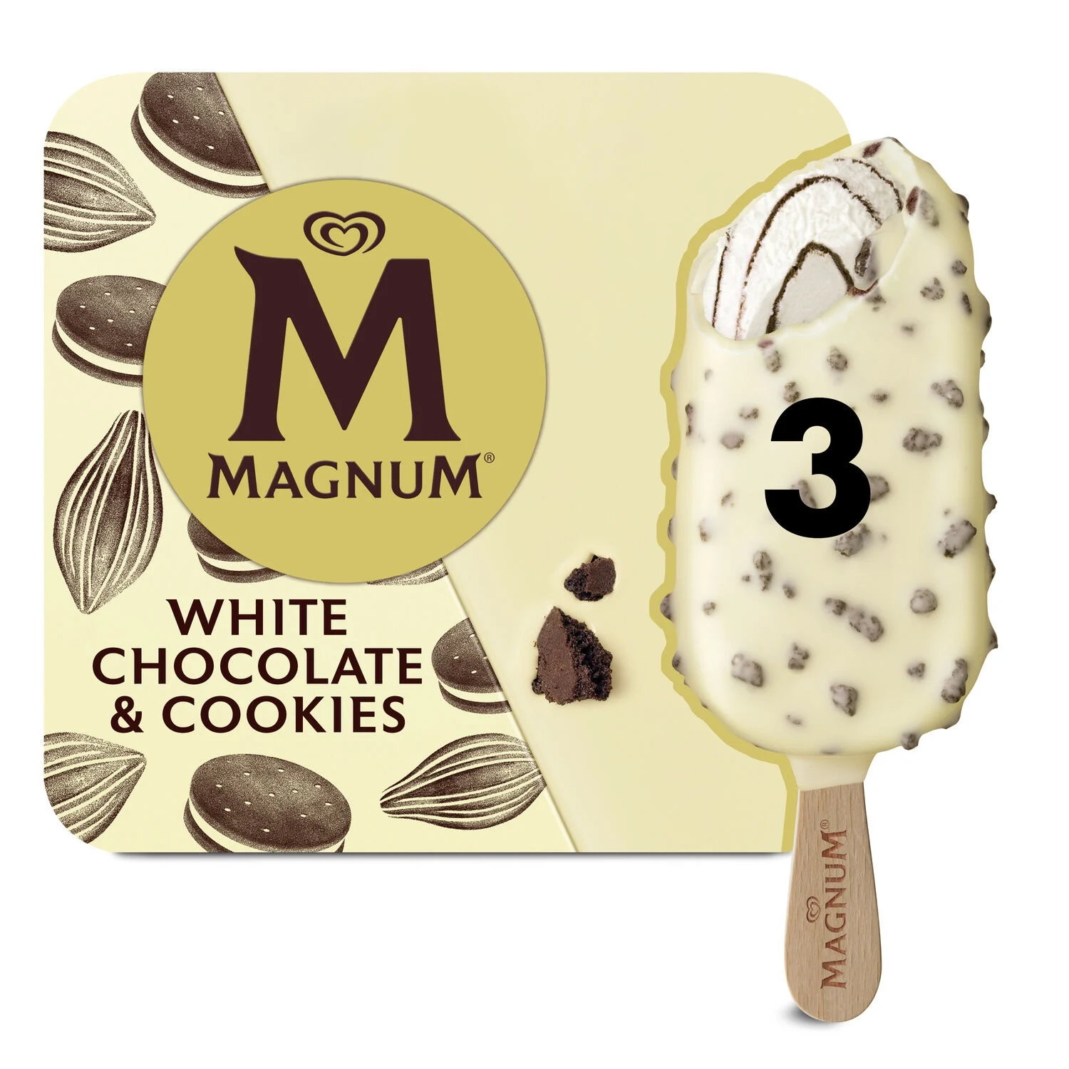 Palito de Helado de Chocolate Blanco y Galletas X3 - Magnum