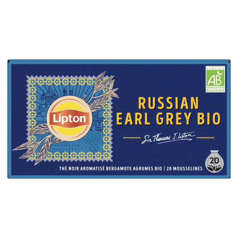 Thé Earl Grey Bio Russian, x20, 34g - LIPTON