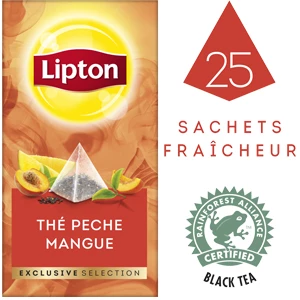 Lipton Exclusive Selection Thé Pêche Et Mangue 25 Sachets Pyramides