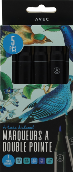 Marqueurs Double Point X5 Bleu