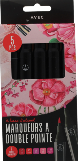 Marqueurs Doublepointe X5 Rose