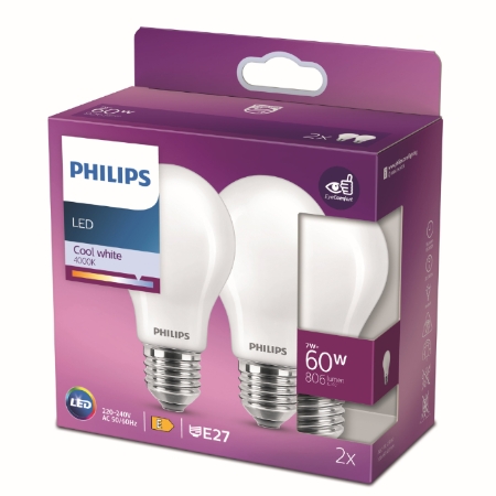 Led Philips Std E27 60w Dp X2