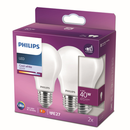 Led Phl Std E27 40w A60 Dp X2