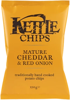 Chips Rijpe Cheddar Kaas Rode Ui, 130g x10 - KETTLE