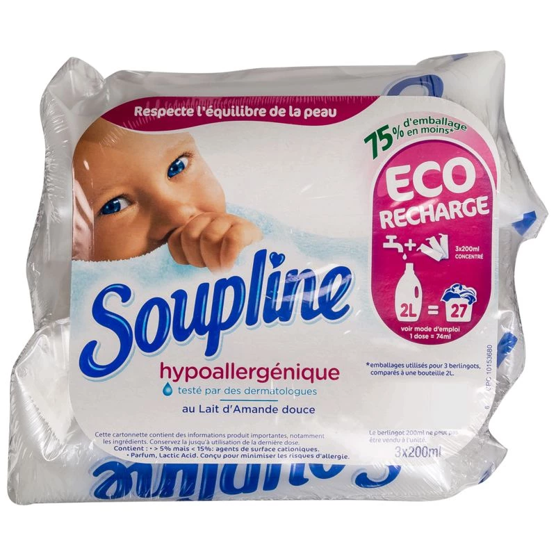 Adoucissant hypoallergénique 3x200ml - SOUPLINE