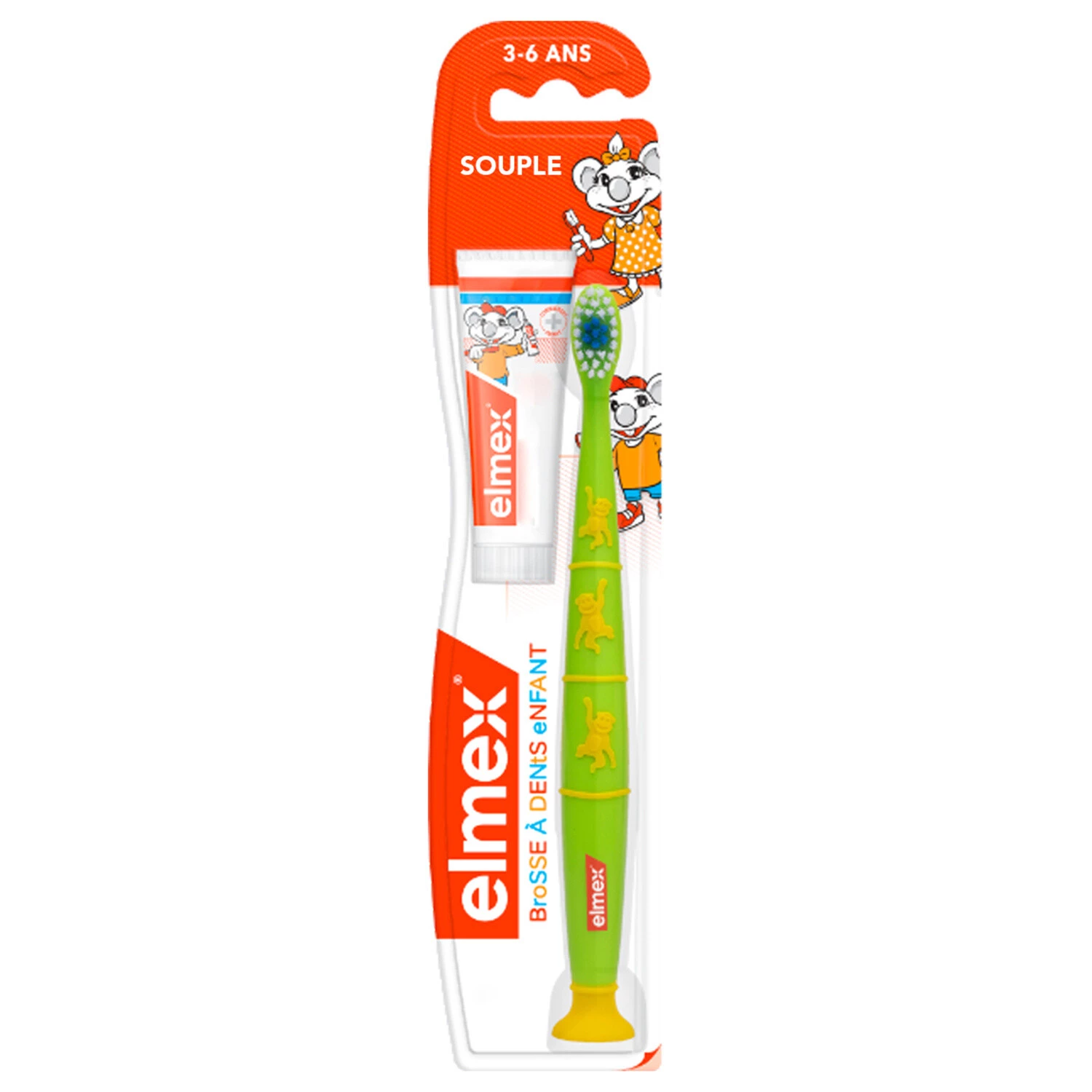 Brosse à Dents + Dentifrice Souple Anti-caries Enfants 3-6 Ans -  Elmex