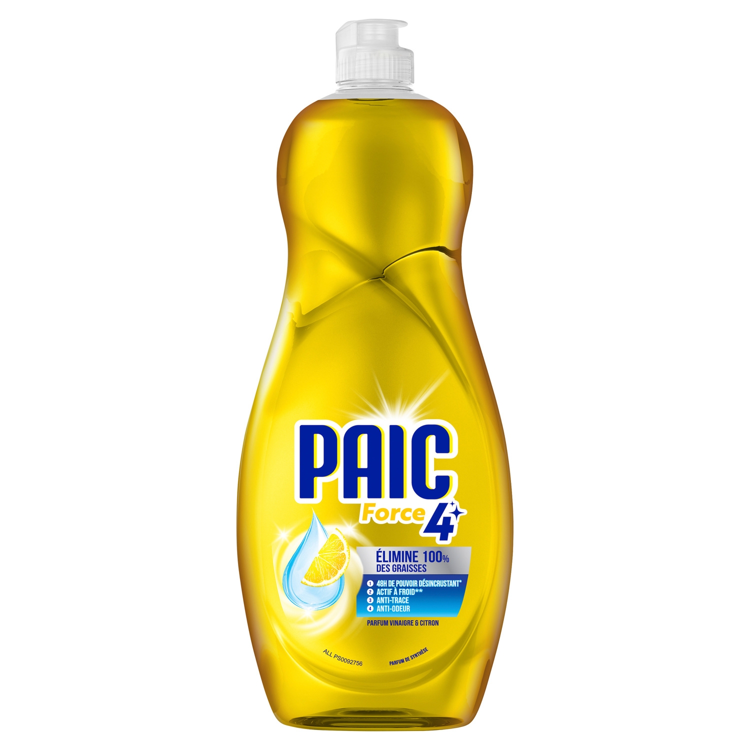 Liquide vaisselle Force 4+ parfum vinaigre et citron, 750 ml - PAIC