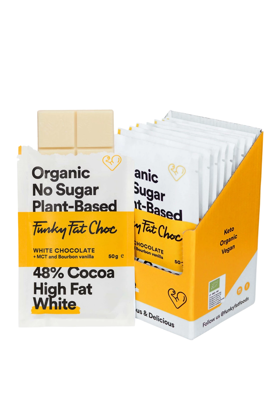 Biologische witte chocoladerepen, x10 - FUNKY FAT CHOC