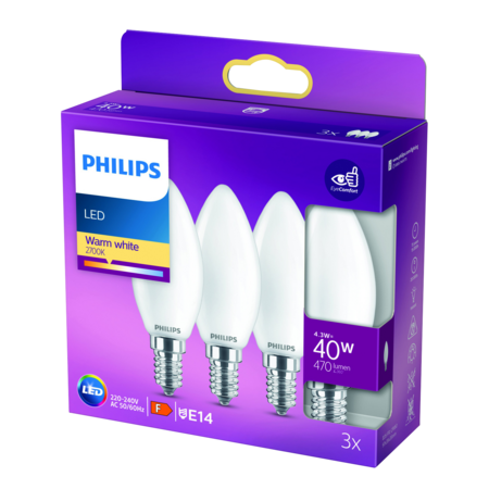 Led Verre 40w Flamme E14 Ww B3