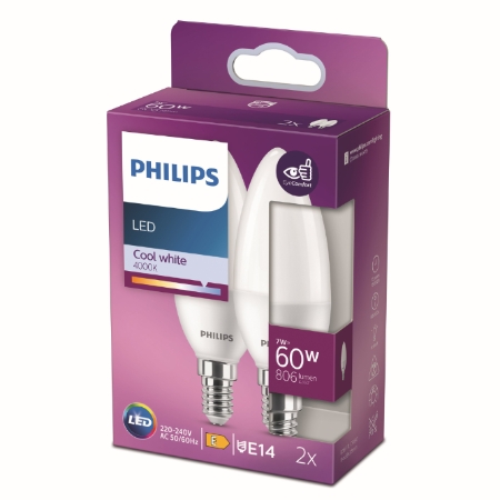 Led Phl Flam E14 60w Dp X2