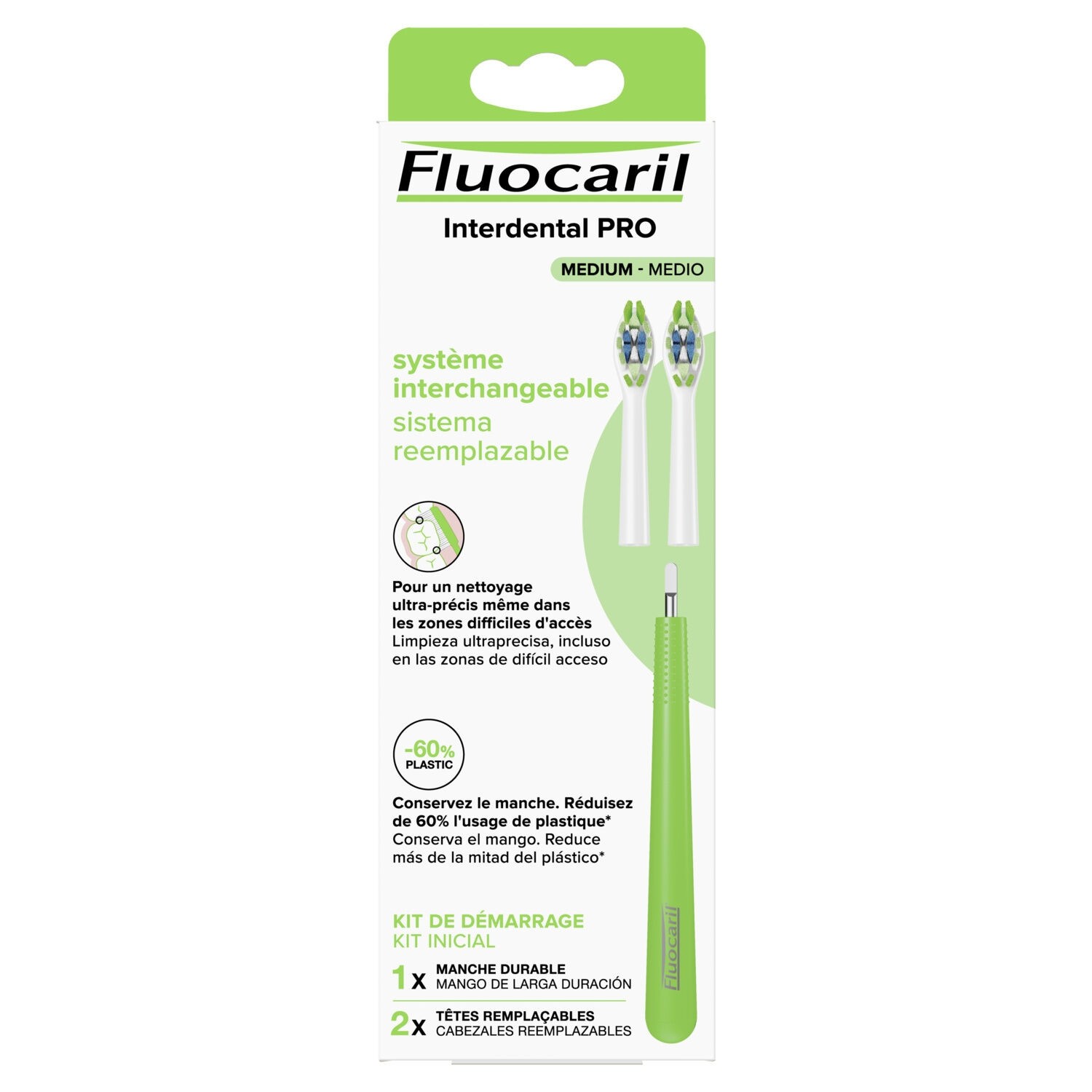 Brosse à dents Interdental Pro tête interchangeable medium - FLUOCARIL
