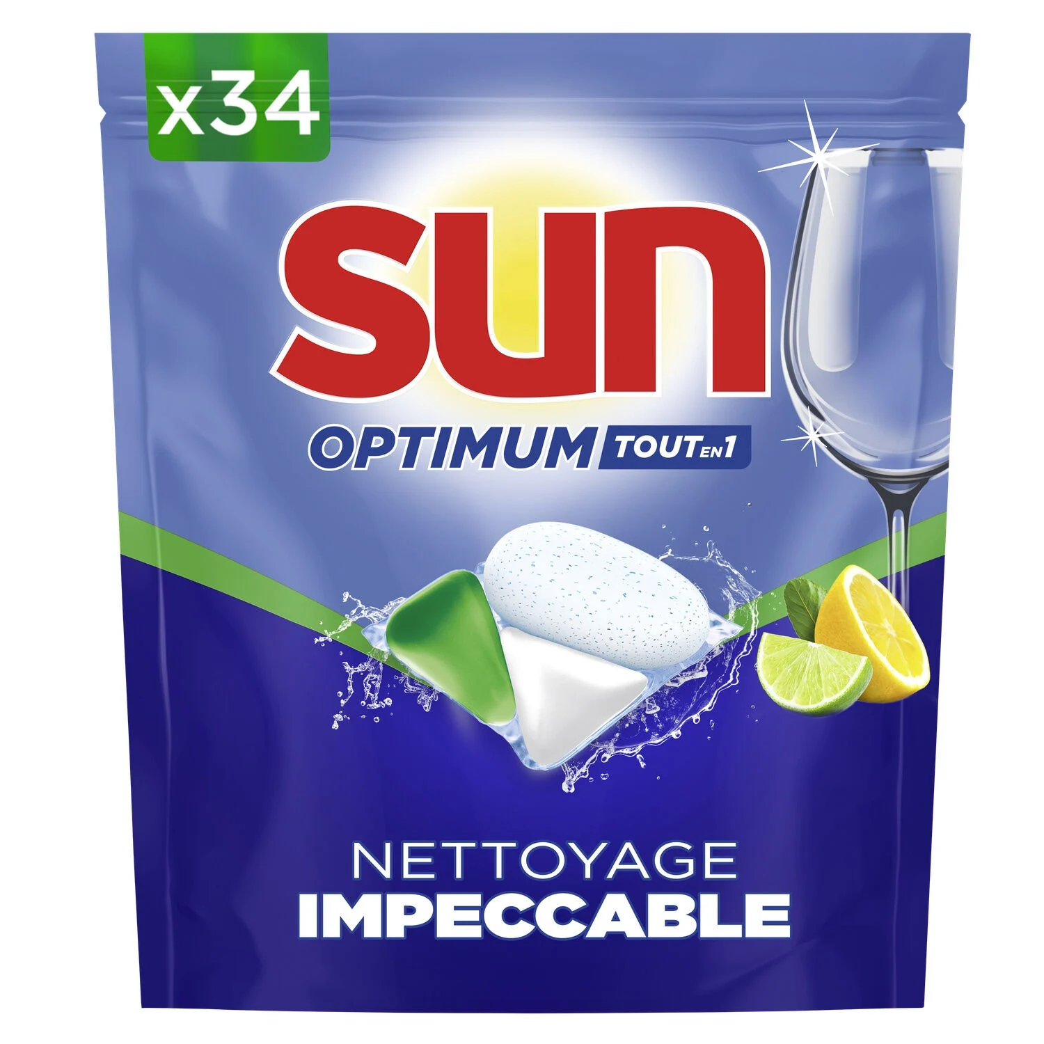 Optimum Lemon Scent Dishwasher Tablet All in 1, 34 - SUN