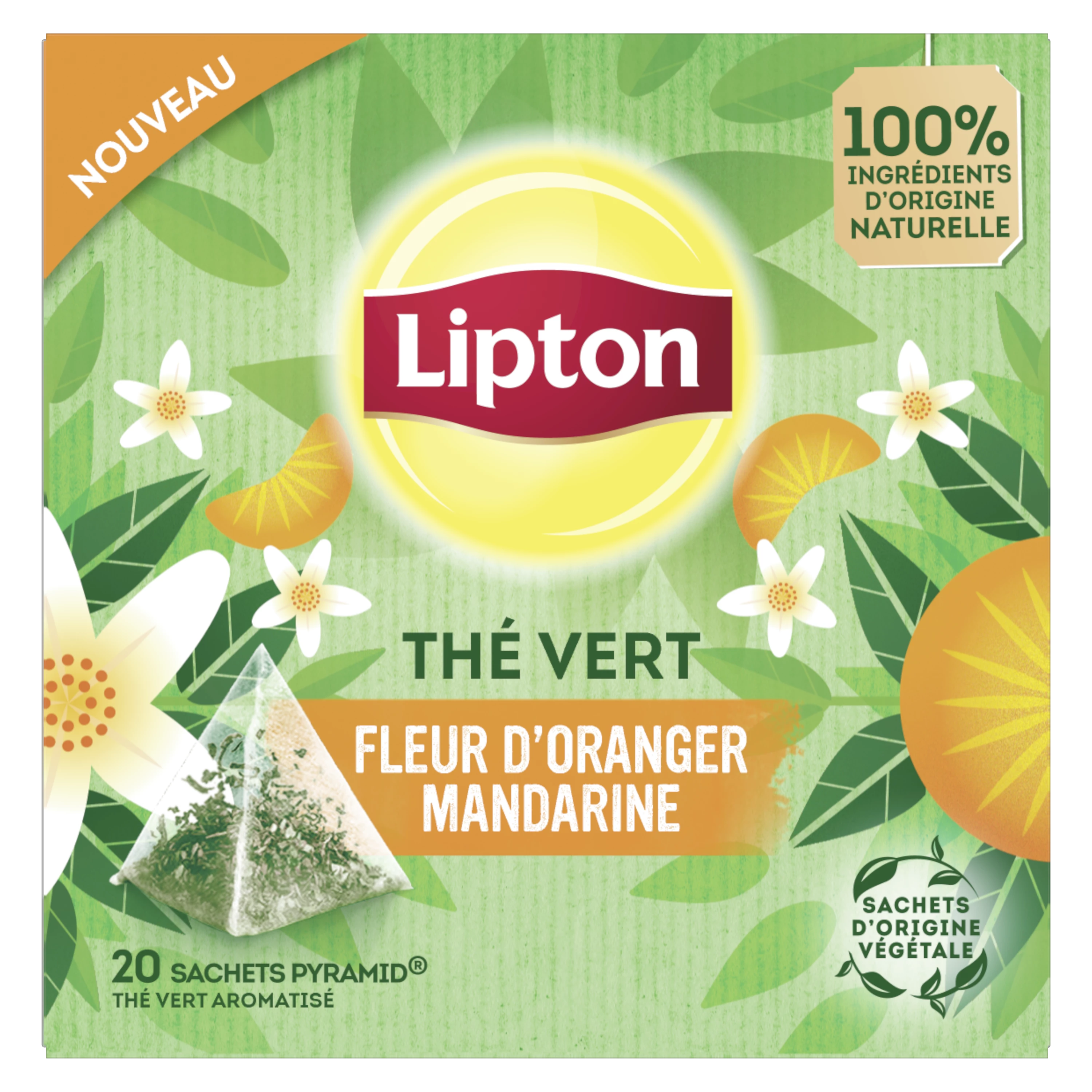 شاي أخضر بالبرتقال واليوسفي، 20 كيس، 30 جرام - LIPTON