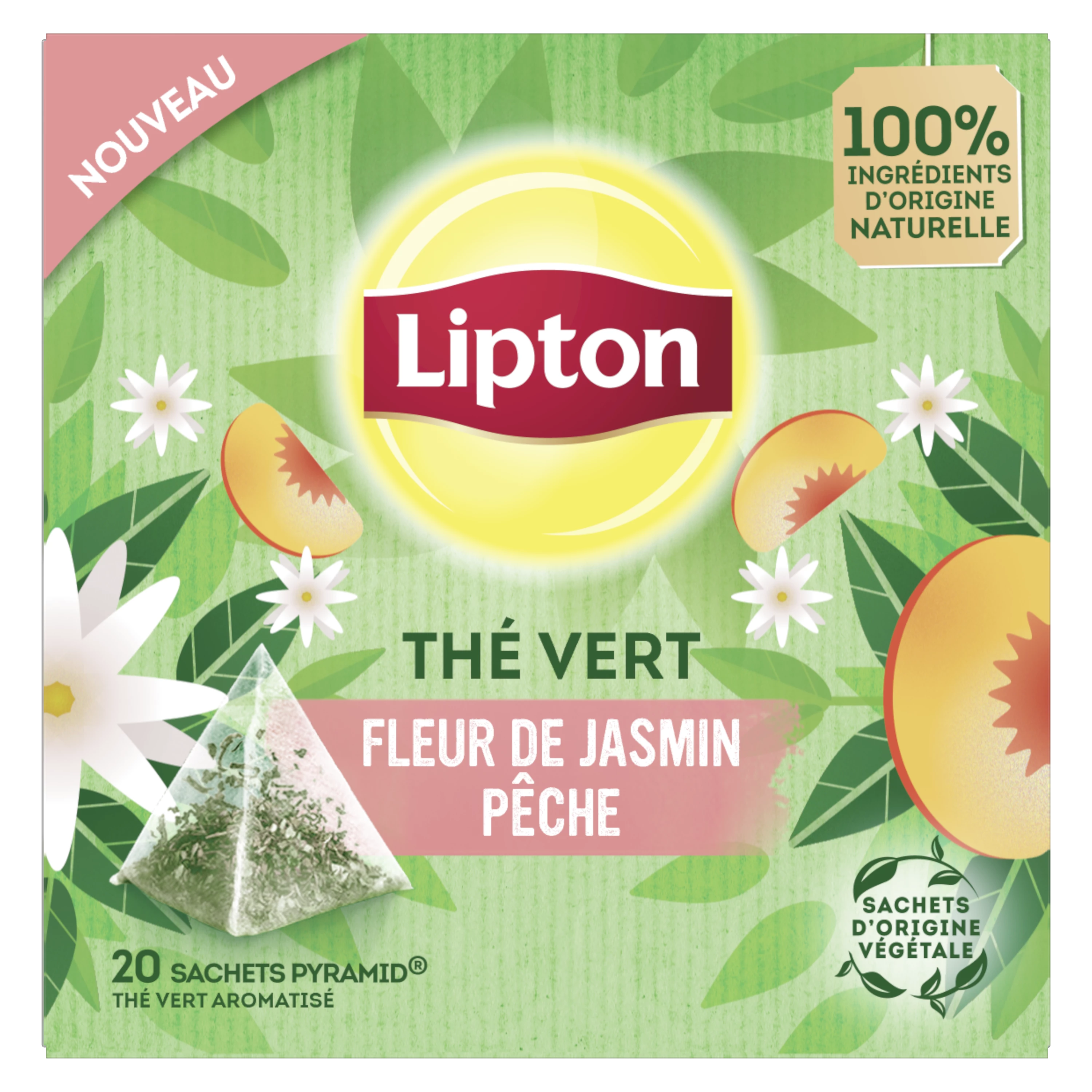 Jasmine Flower Green Tea, Peach, 20s, 30g - LIPTON