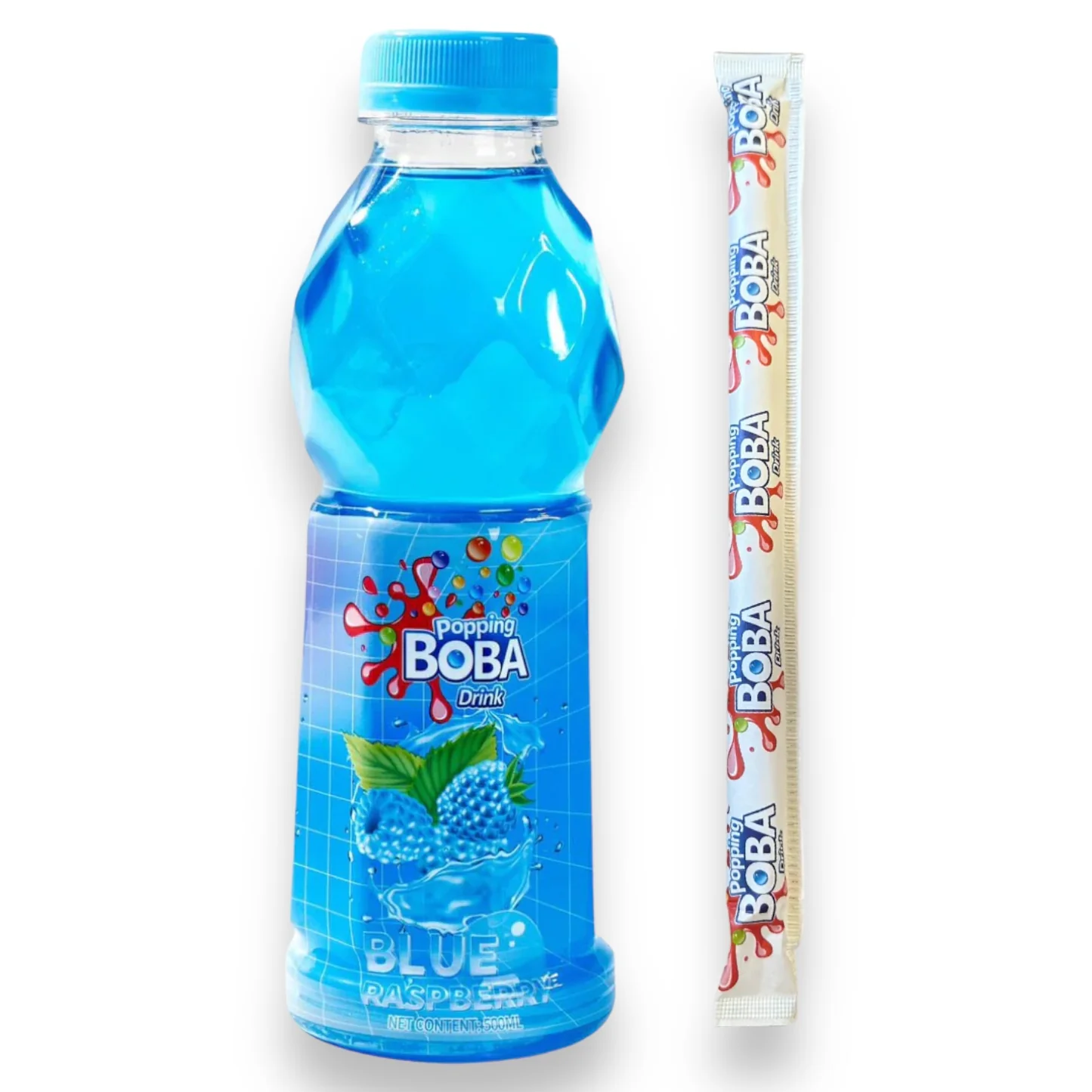 Bubble Tea Frambuesa Azul 500ml - Popping Boba