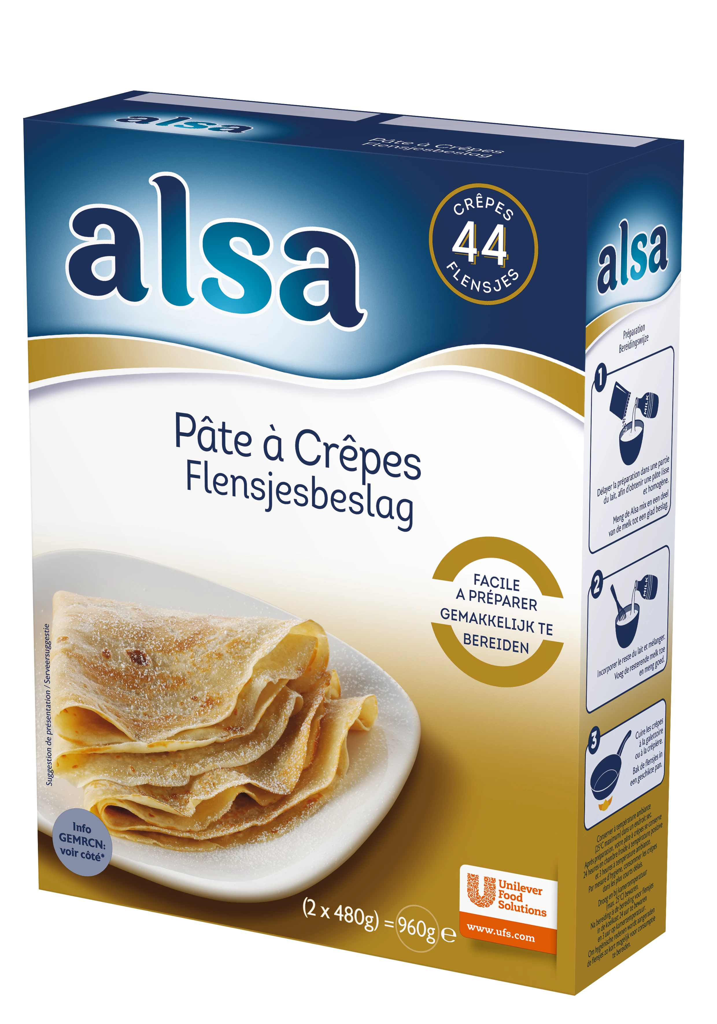 Alsa Pâte à Crêpes 960g 44 Crêpes