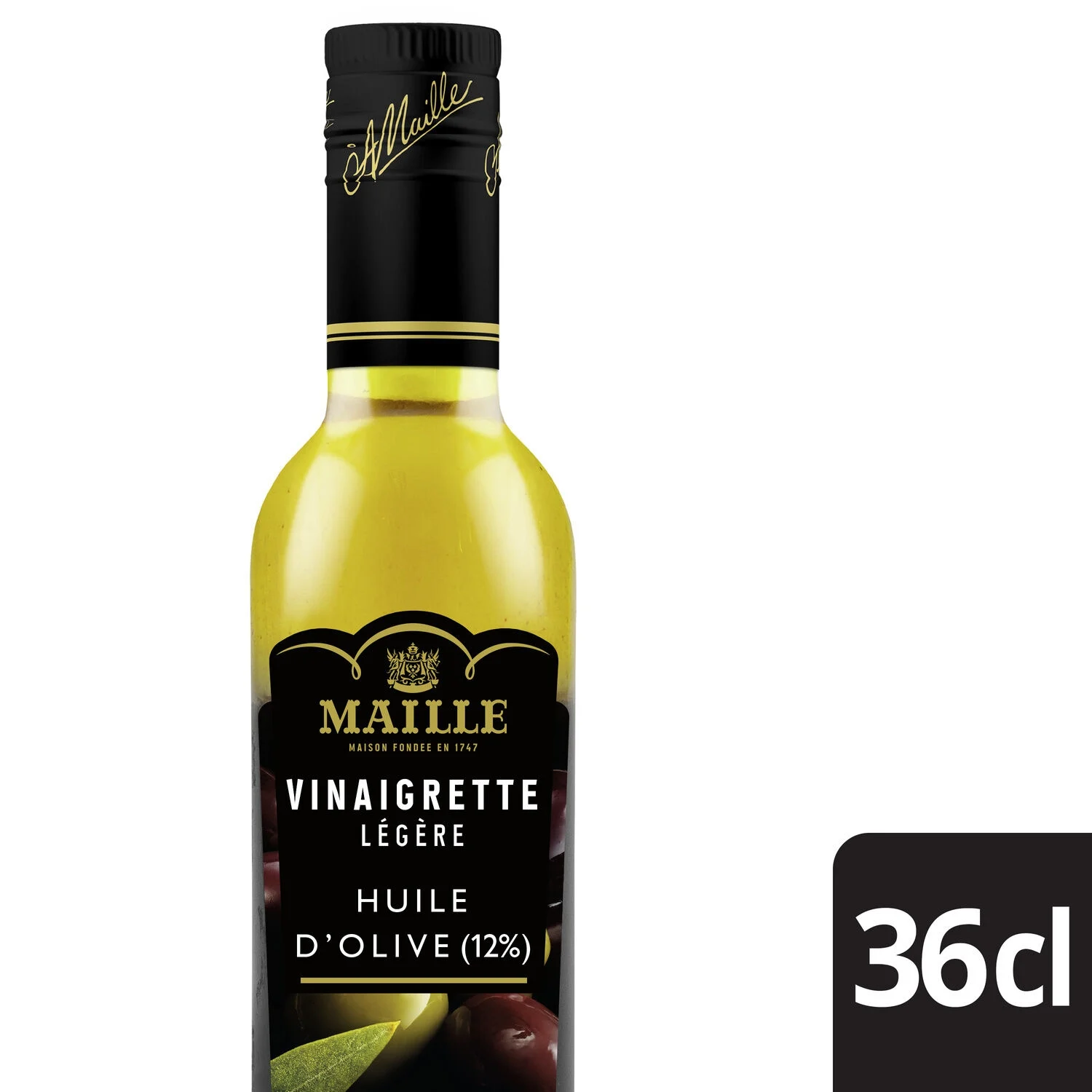 Light vinaigrette olive oil (12%) 36cl black olive tip - Maille