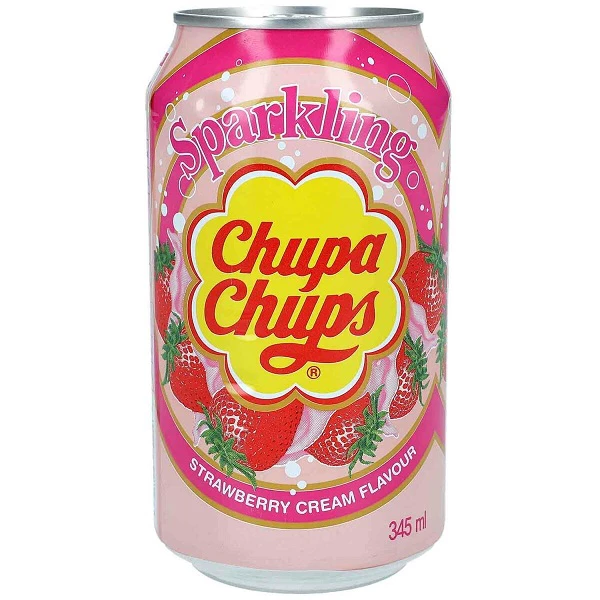 Strawberry Cream Flavor Soft Drink, 345ml x24 - CHUPA CHUPS