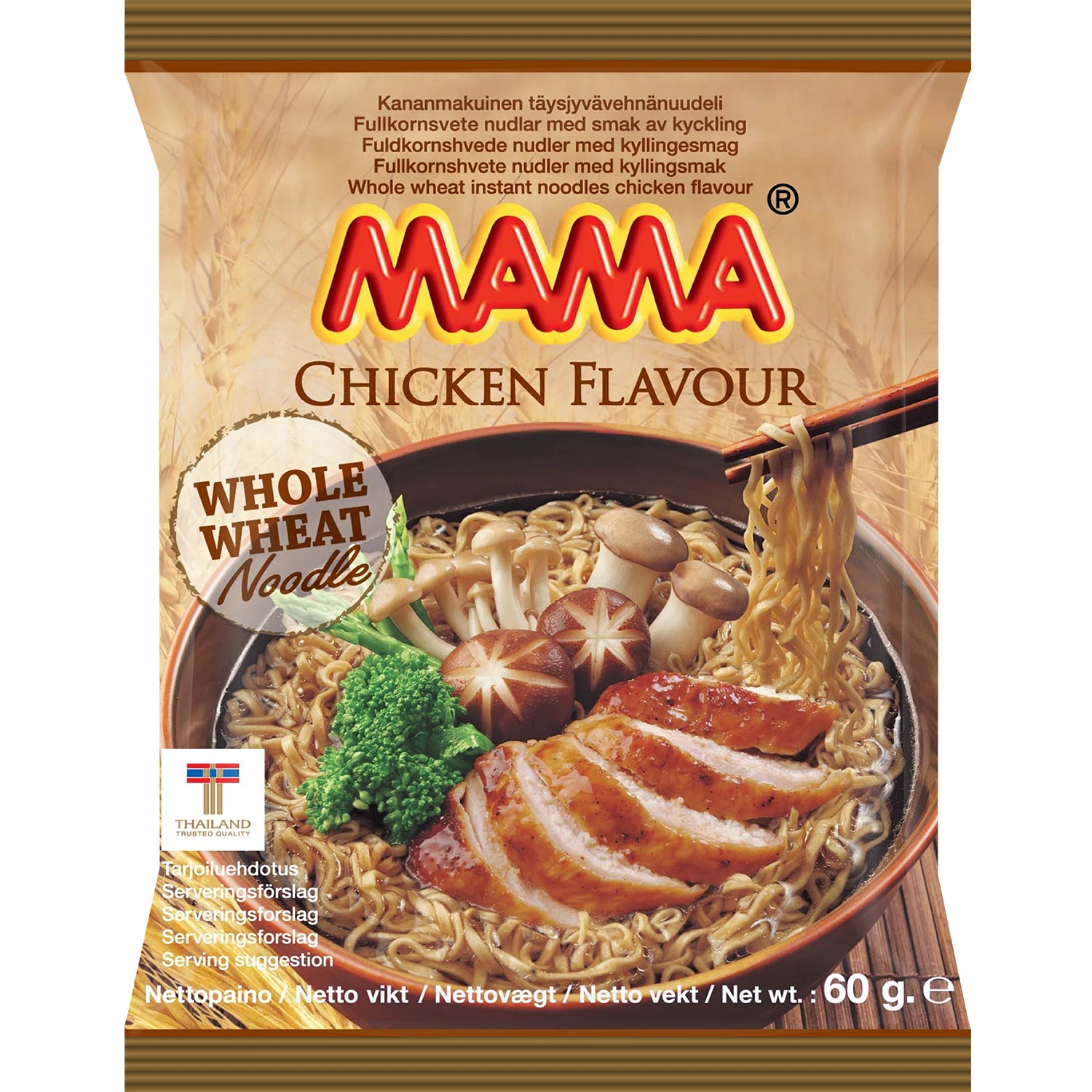 Instant Whole Wheat Chicken Noodles 12 X 60 Gr - Mama