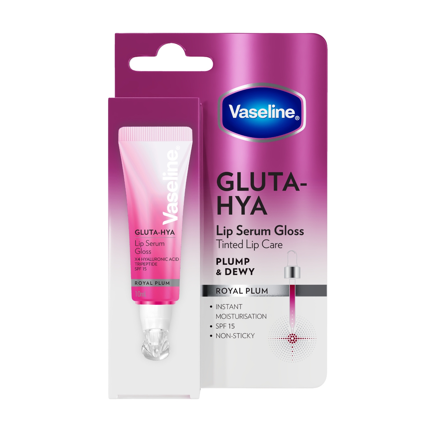 Sérum gloss lèvres Gluta-Hya Royal Plum SPF 15, 10 ml - Vaseline