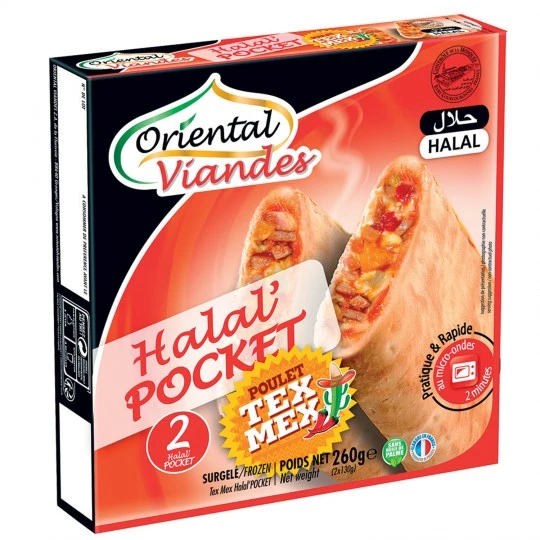 Pocket poulet tex mex halal 2x130g - ORIENTALES VIANDES