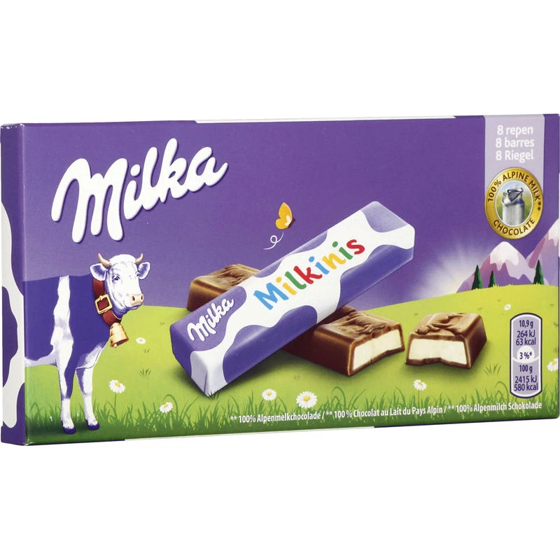 Barre de chocolat fourrés au lait Milkinis X8 - MILKA