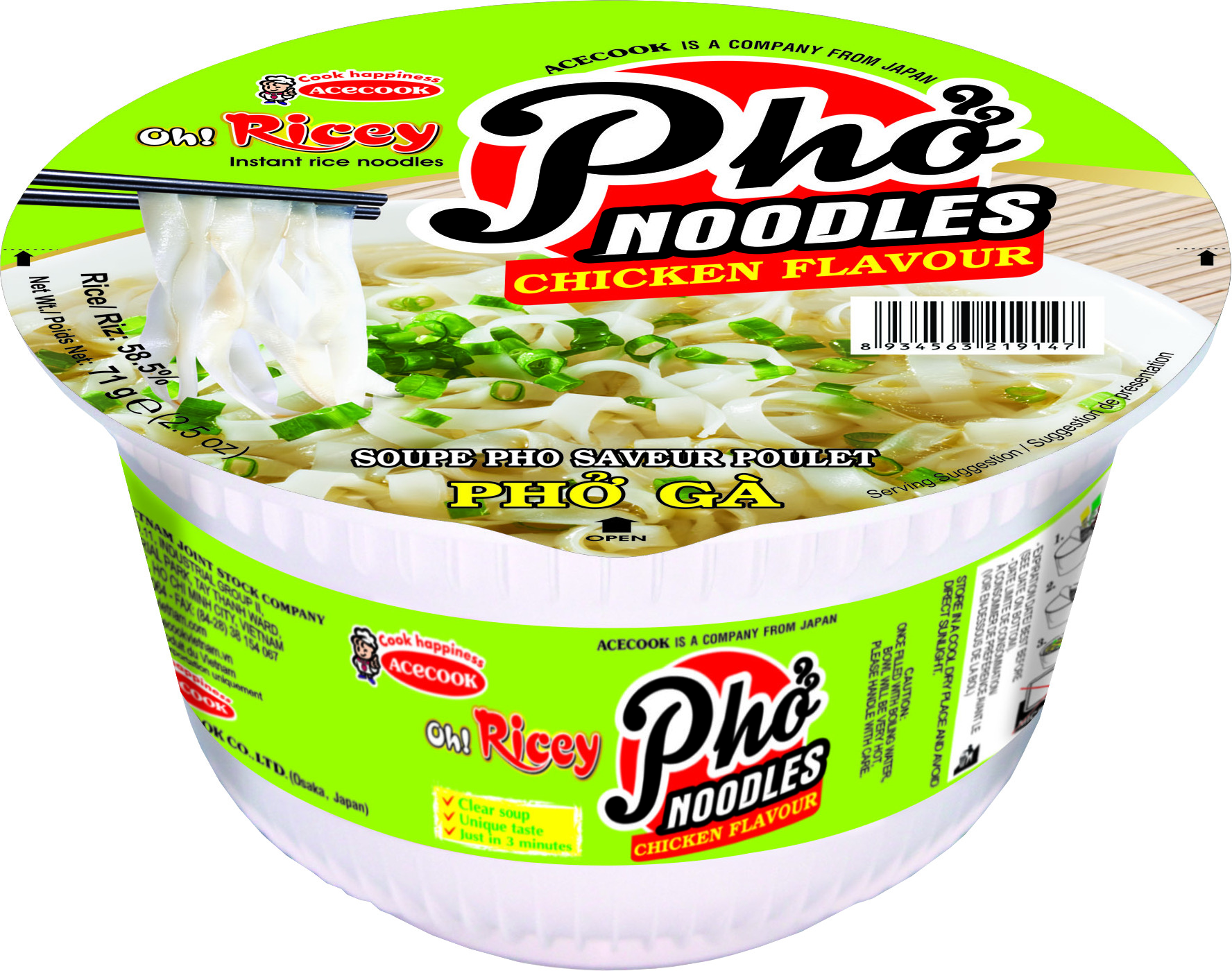 Noodles di Riso con Pollo Istantaneo Gold 12 X 70 Gr - Acecook